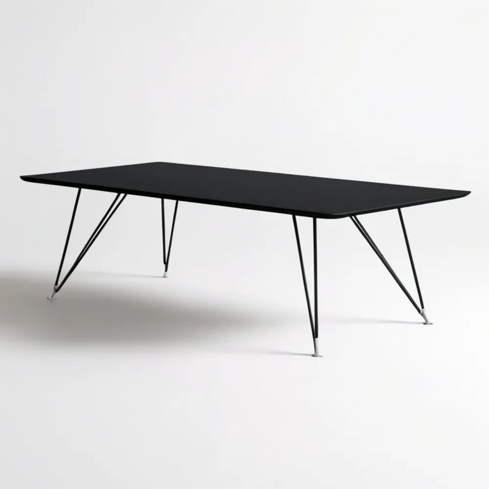 Prostokątny stół do jadalni z płyty MDF i stali, czarny, 200 × 100 × 74 cm