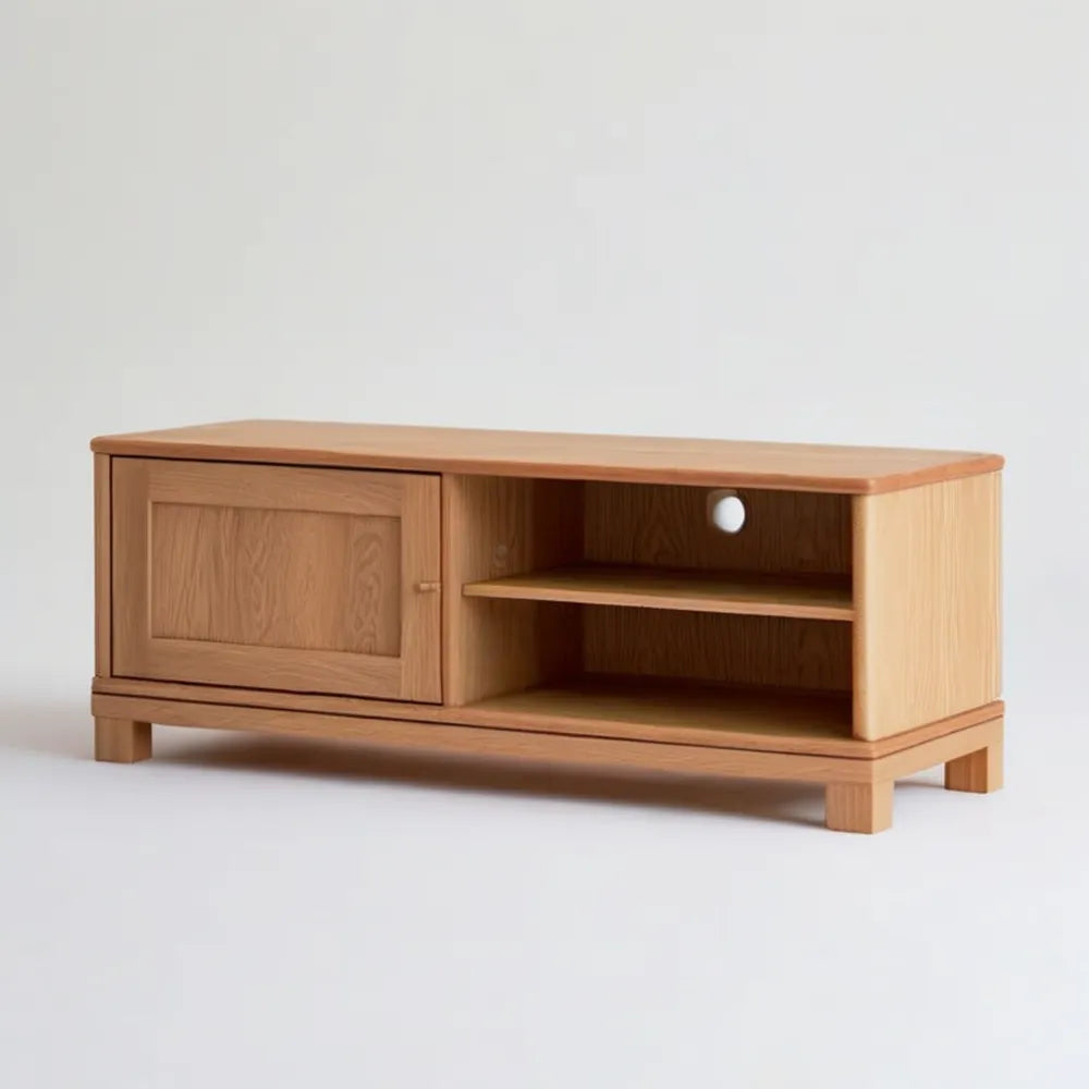 Szafka RTV z fornirem dębowym, naturalny dąb, 120 × 40 × 55 cm