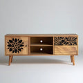 Szafka RTV z litego drewna mango, brązowo-czarna, 120 x 40 x 60 cm
