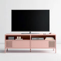 Różowa stalowa szafka RTV z perforowanymi frontami 160 × 40 × 60 cm