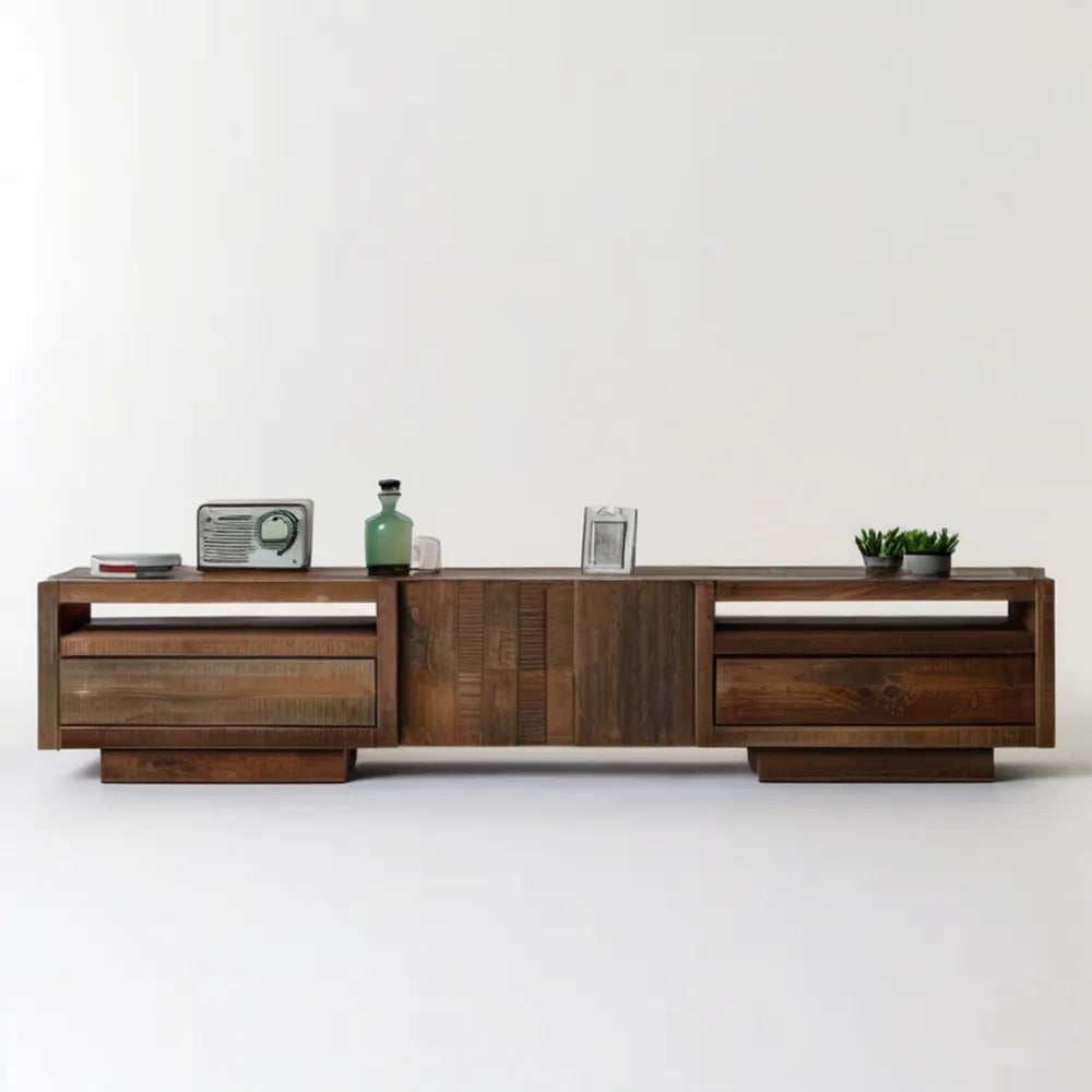 Brązowa szafka RTV z litego drewna mango 200 × 40 × 55 cm
